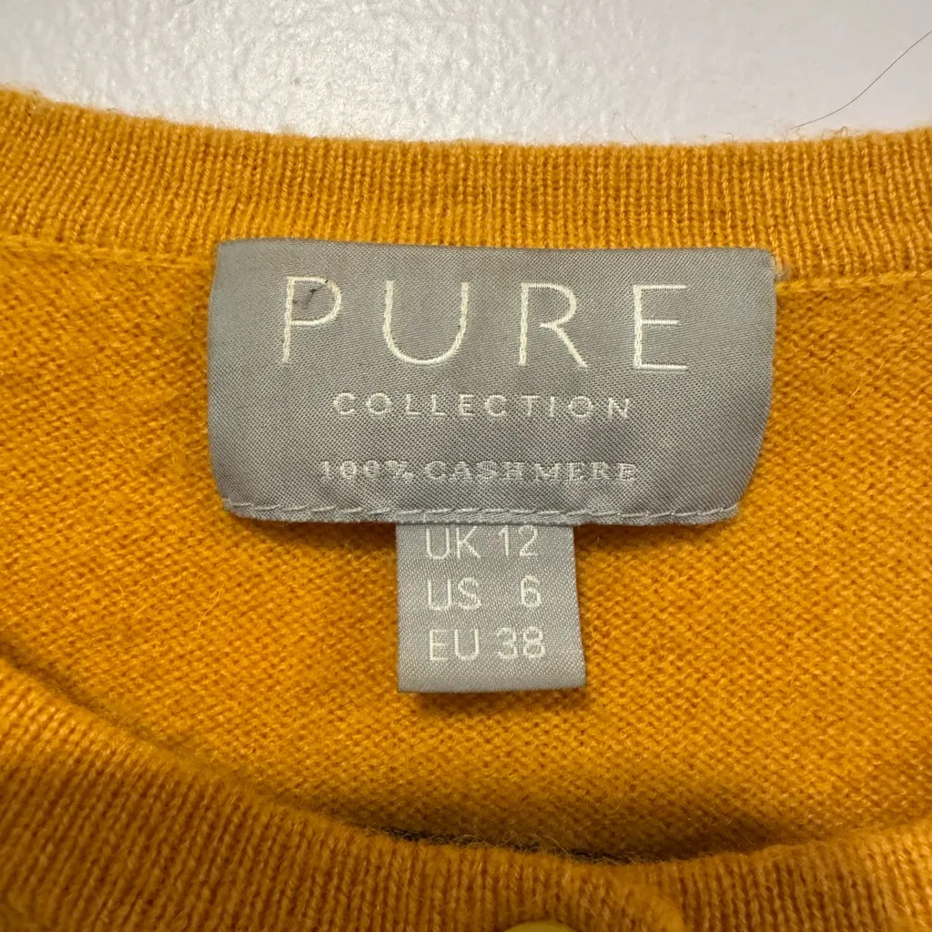 Pure Collection 100%‎ Cashmere cardigan Gold Size 6 - Image 3