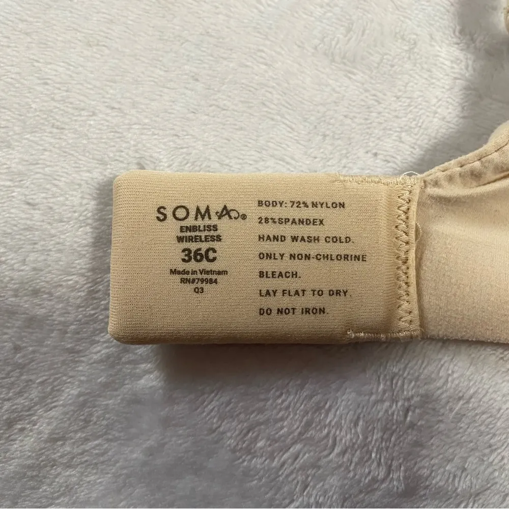 Soma 36C Enbliss Wireless Bra Solid Beige Lined No Wire - Image 6