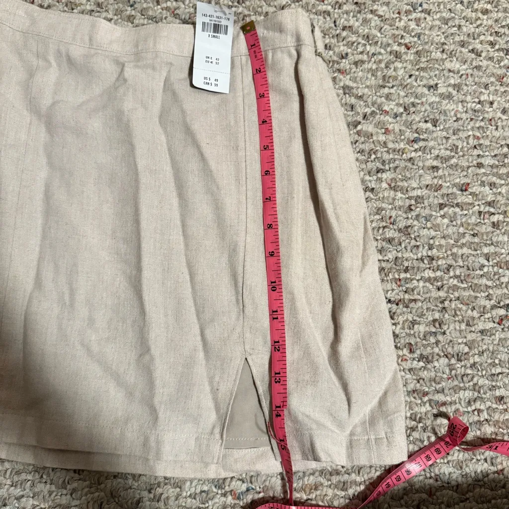 NWT Abercrombie & Fitch Linen-Blend Mini Skirt Beige- Size XS - Image 5