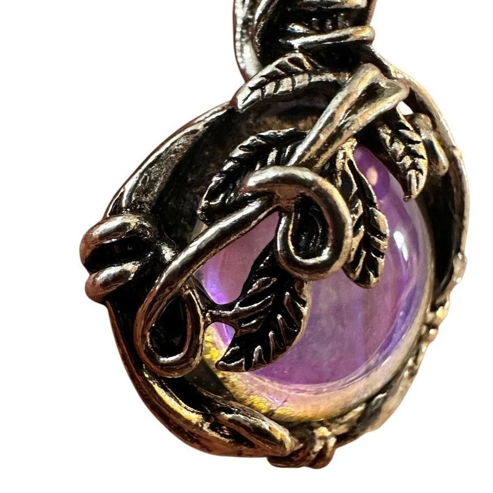 Purple stone Pendant Leaf Winding Necklace - Image 4