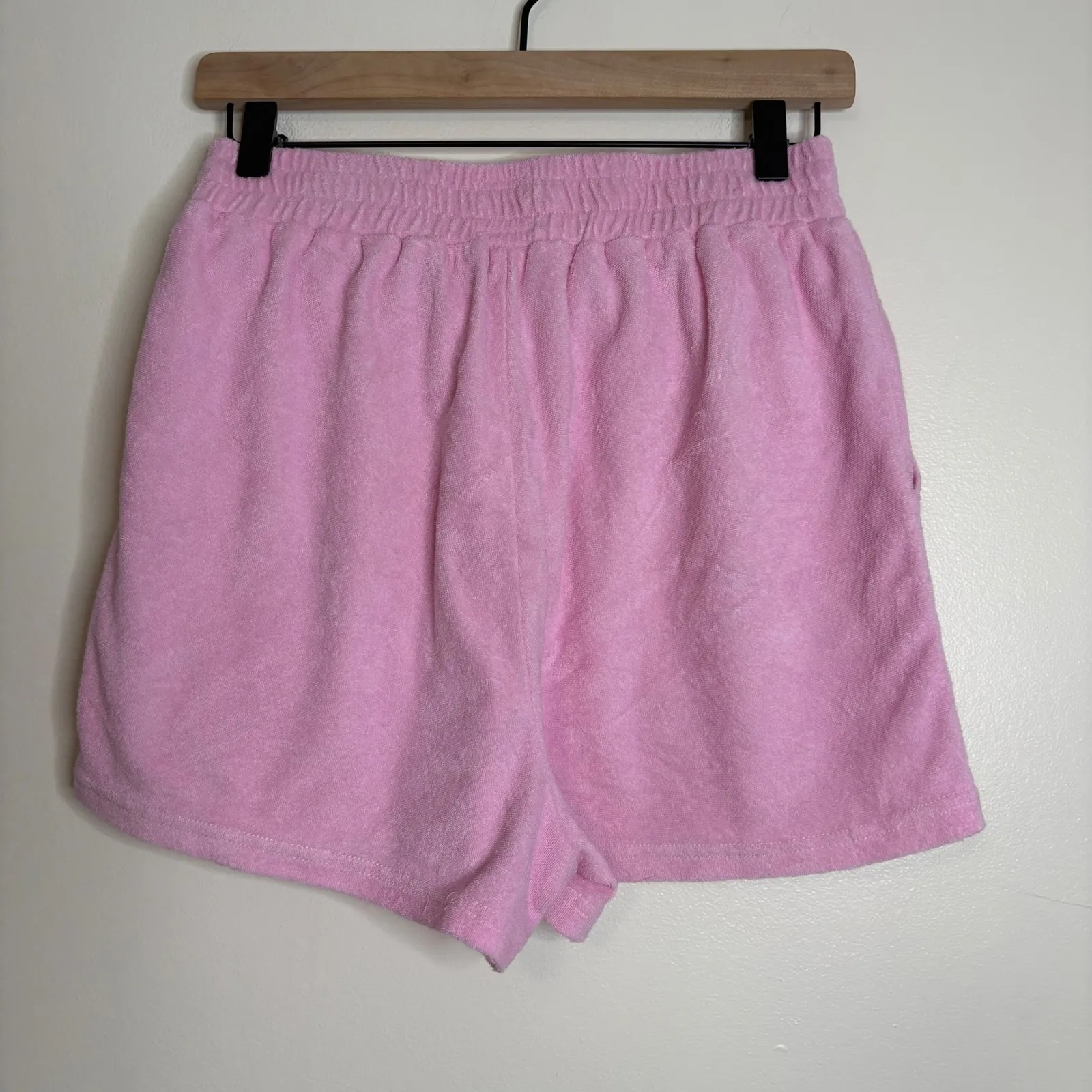 YLLW Pink Terry Cloth Lounge Set Shirt Shorts Size M Size M - Image 8
