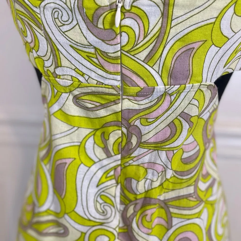 ASOS DESIGN knot front cut out mini sundress 60s swirl print lime green Pucci - Image 10