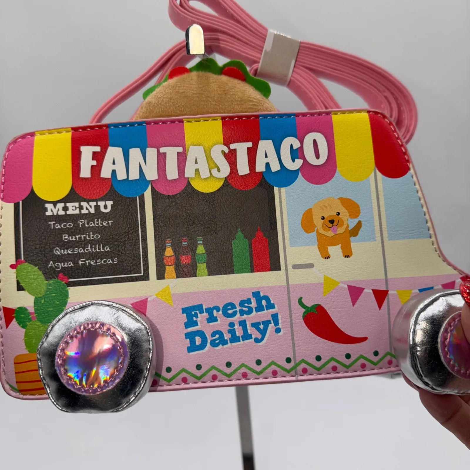 Fantastico Taco Truck Purse Pink Crossbody Bag Cute Novelty Fun - Image 5