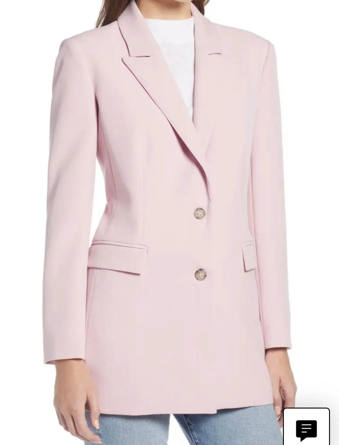 Revolve Baby Light Pink Oversized Slouchy Narrow Lapel Blazer - Image 4