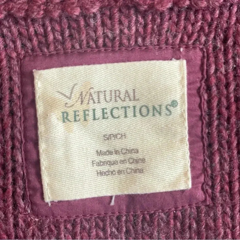 Natural Reflections Burgundy Chunky Knit Open Front Cardigan Small 25% Wool - Image 4