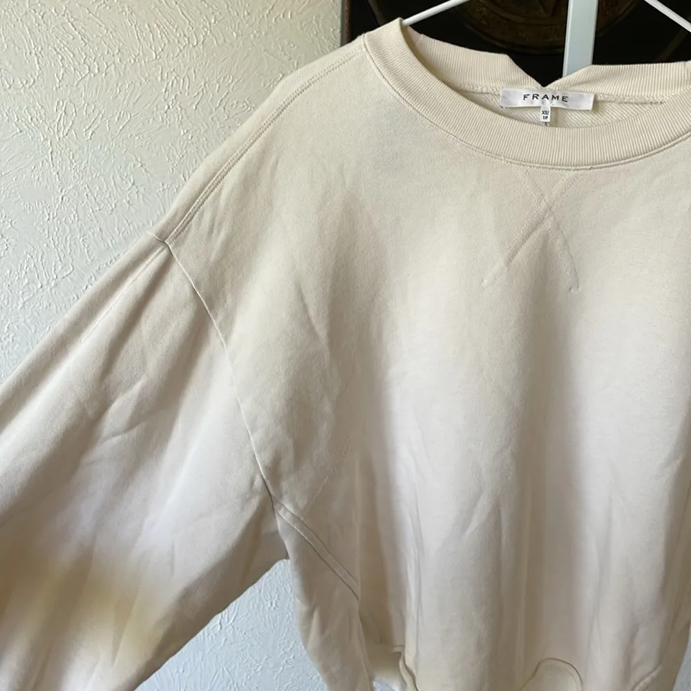 FRAME made in Peru winter white 100% organic pima cotton cropped sweatshirt - Image 3