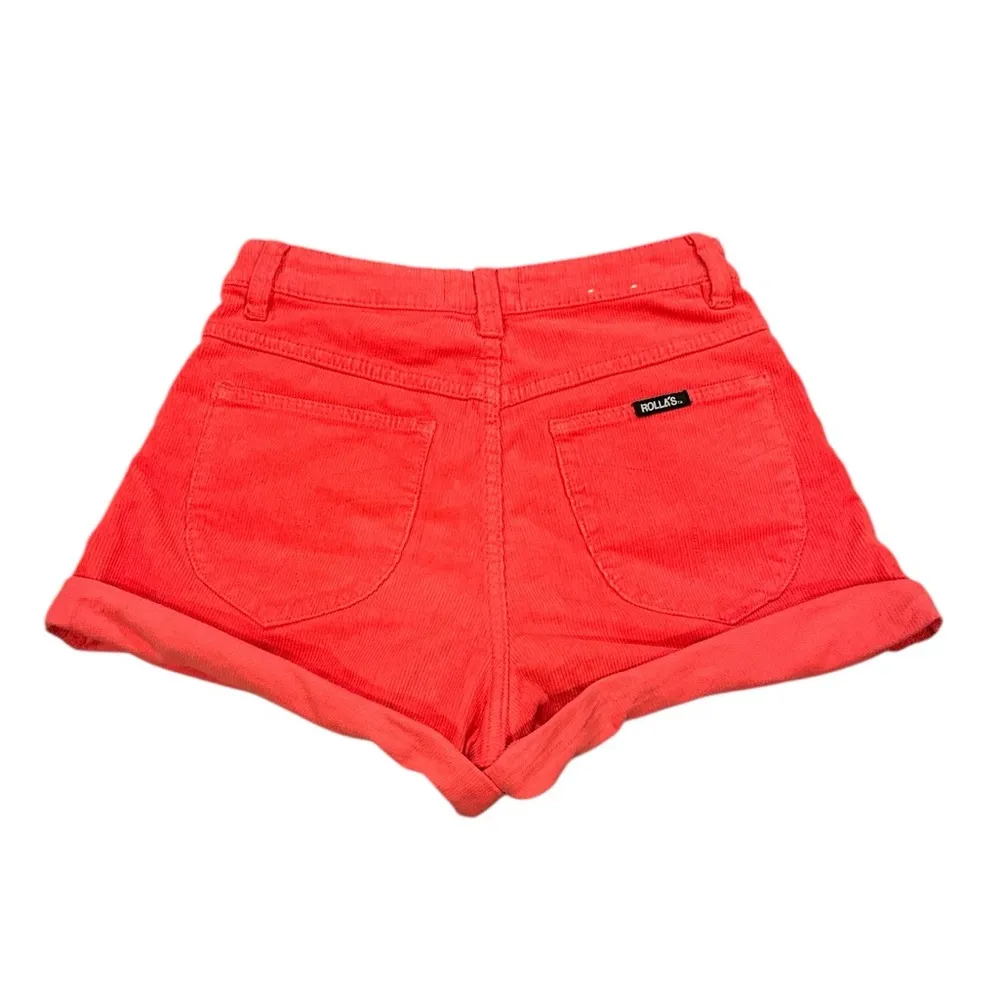 ROLLA’S DUSTERS CORDUROY HIGH RISE SLIM WAIST DOLLS KILL POPPY SHORTS 26 Orange Size 28 - Image 6