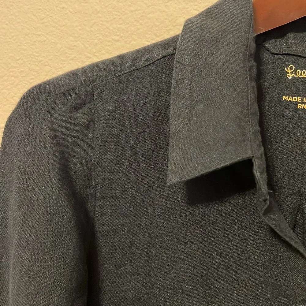 Lilly Pulitzer Bethanne Knee Length Dress, buttondown, black, pockets, size 2 - Image 10