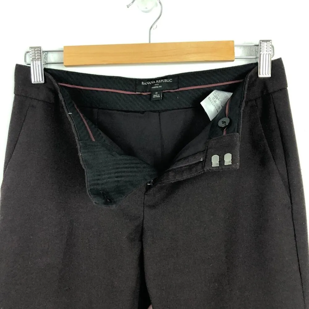 Banana Republic Martin Straight Leg Trousers Pants Size 0 Dark Wine Office Job - Image 13