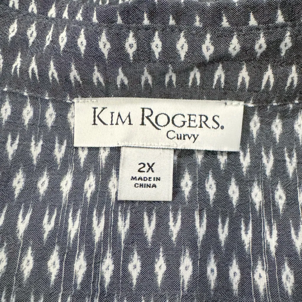 Kim Rogers Plus Size Short Sleeve Border Print Liano Top Size 2X - Image 6