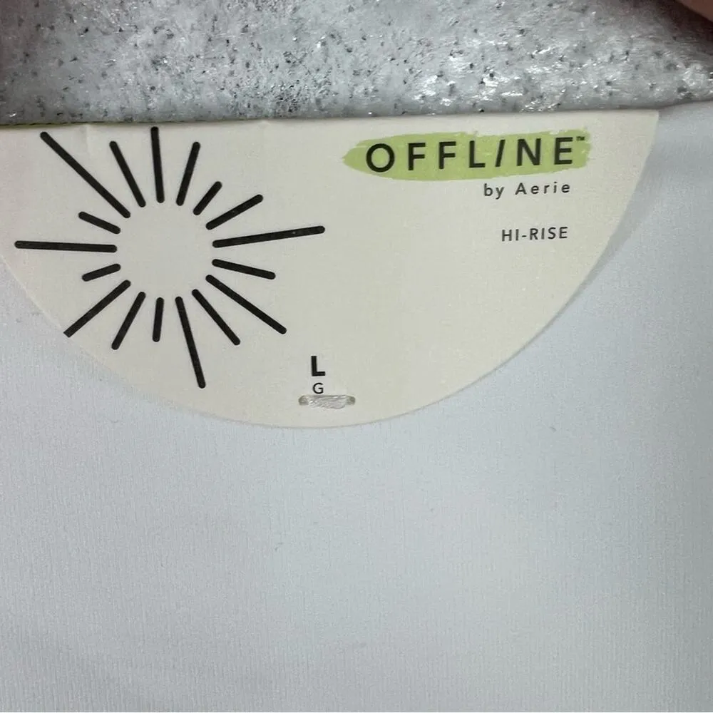 Offline By Aerie Goals 7/8 Leggings White High Rise Mesh Pockets Size L NEW - Image 10