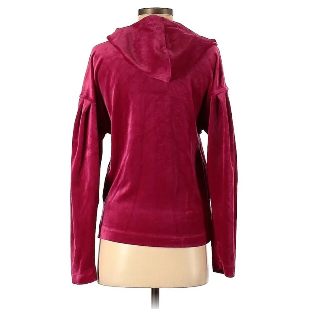 Blank NYC Pink Velour Puff Sleeve Hoodie Sweatshirt Womens XS Y2K Pullover - Image 2