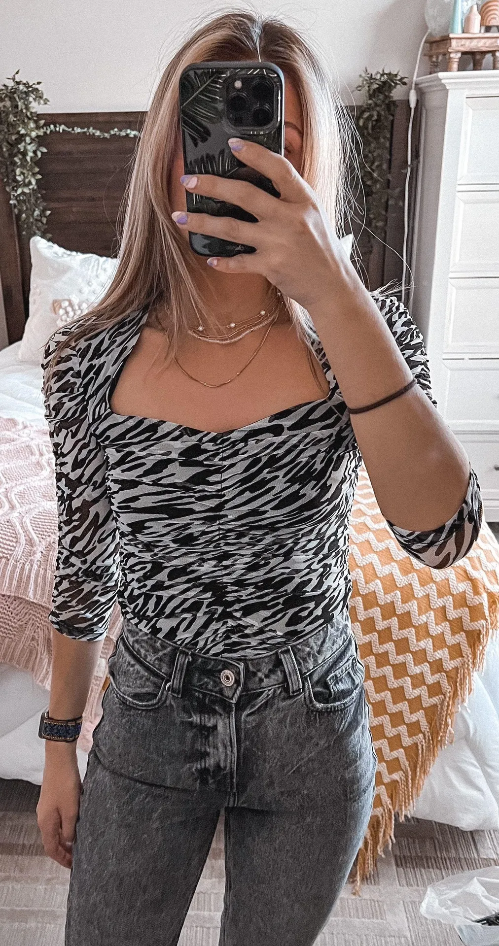 Zebra Print Mesh Top - Image 2