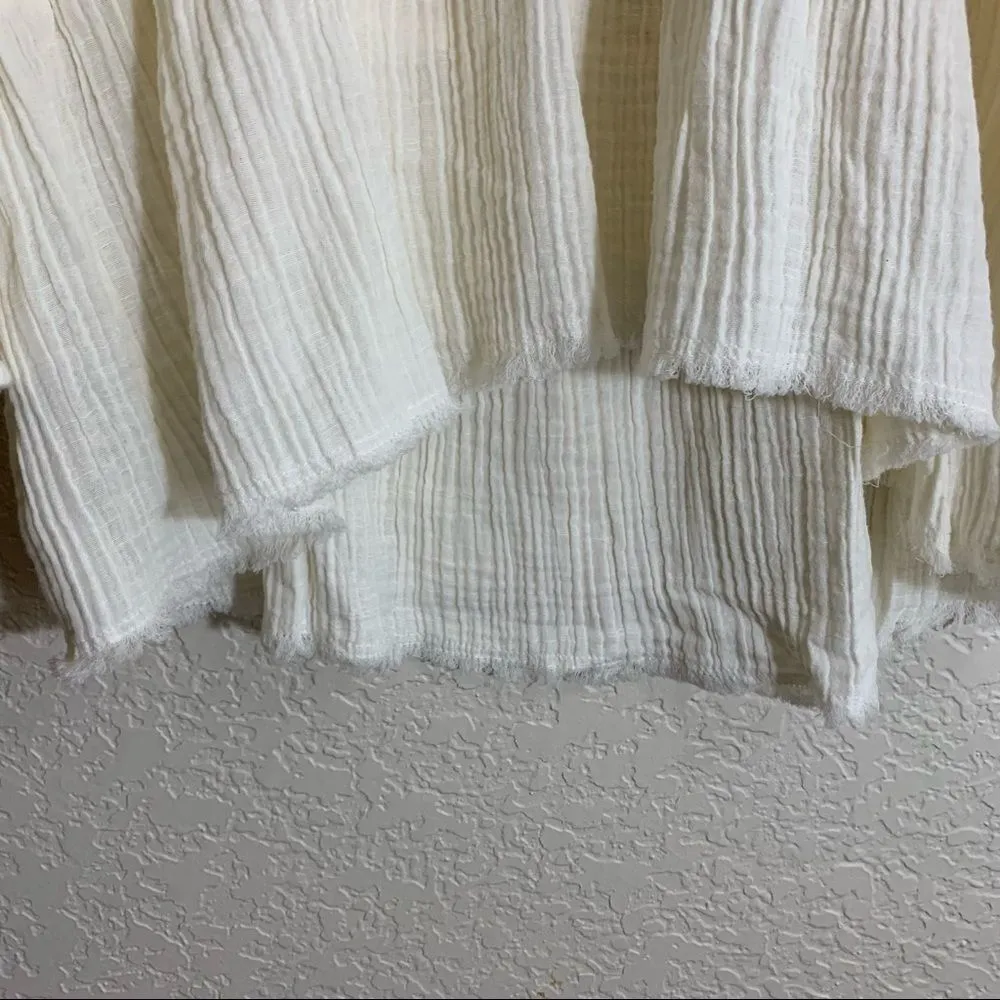 TRUE CRAFT Plus Size Smock Waist Peasant Top in Ivory Bow Tie Detail‎ Blouse 2X - Image 7