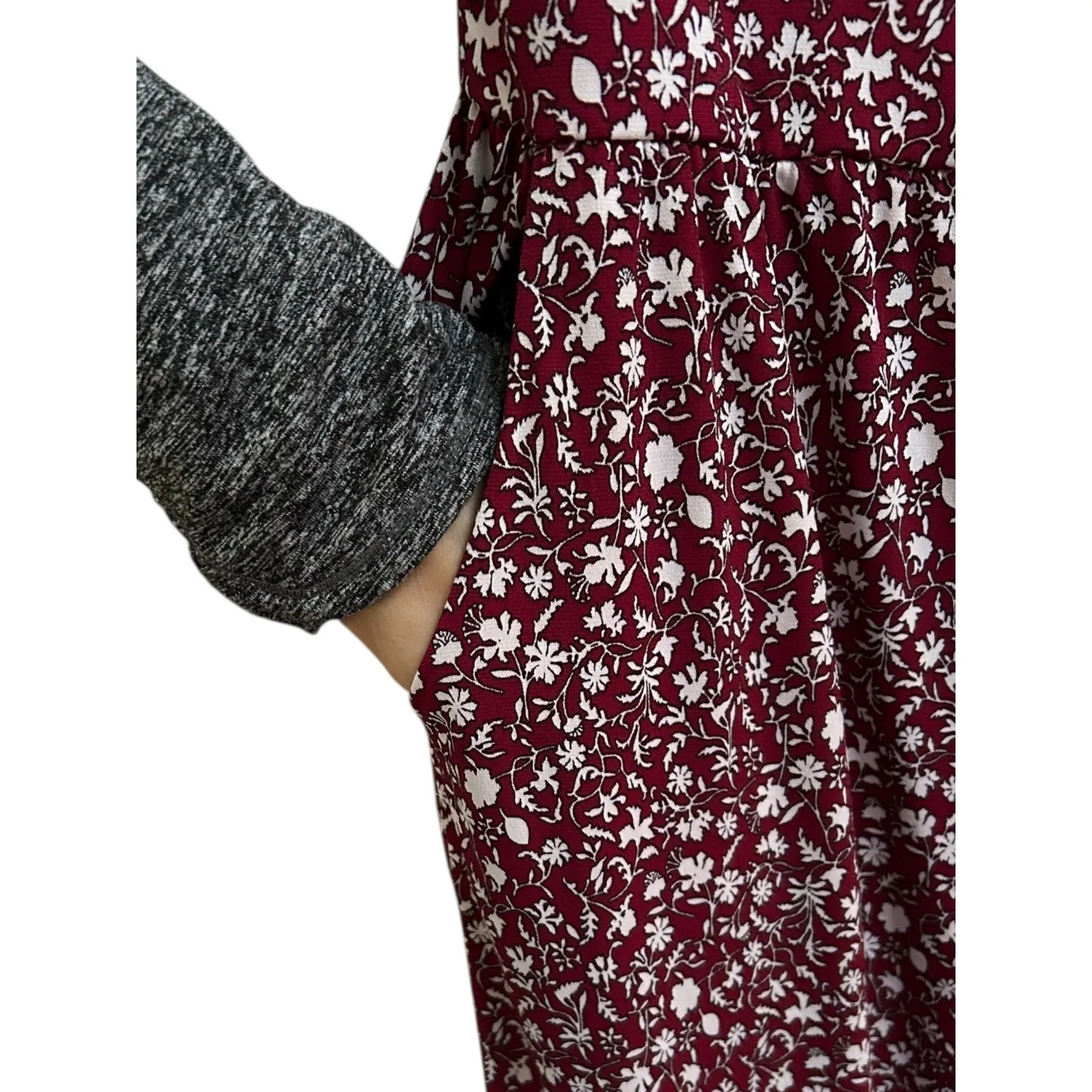 NWT Kaileigh StitchFix Rica Knit Crop Jumpsuit Women Large Maroon‎ Red Floral - Image 7