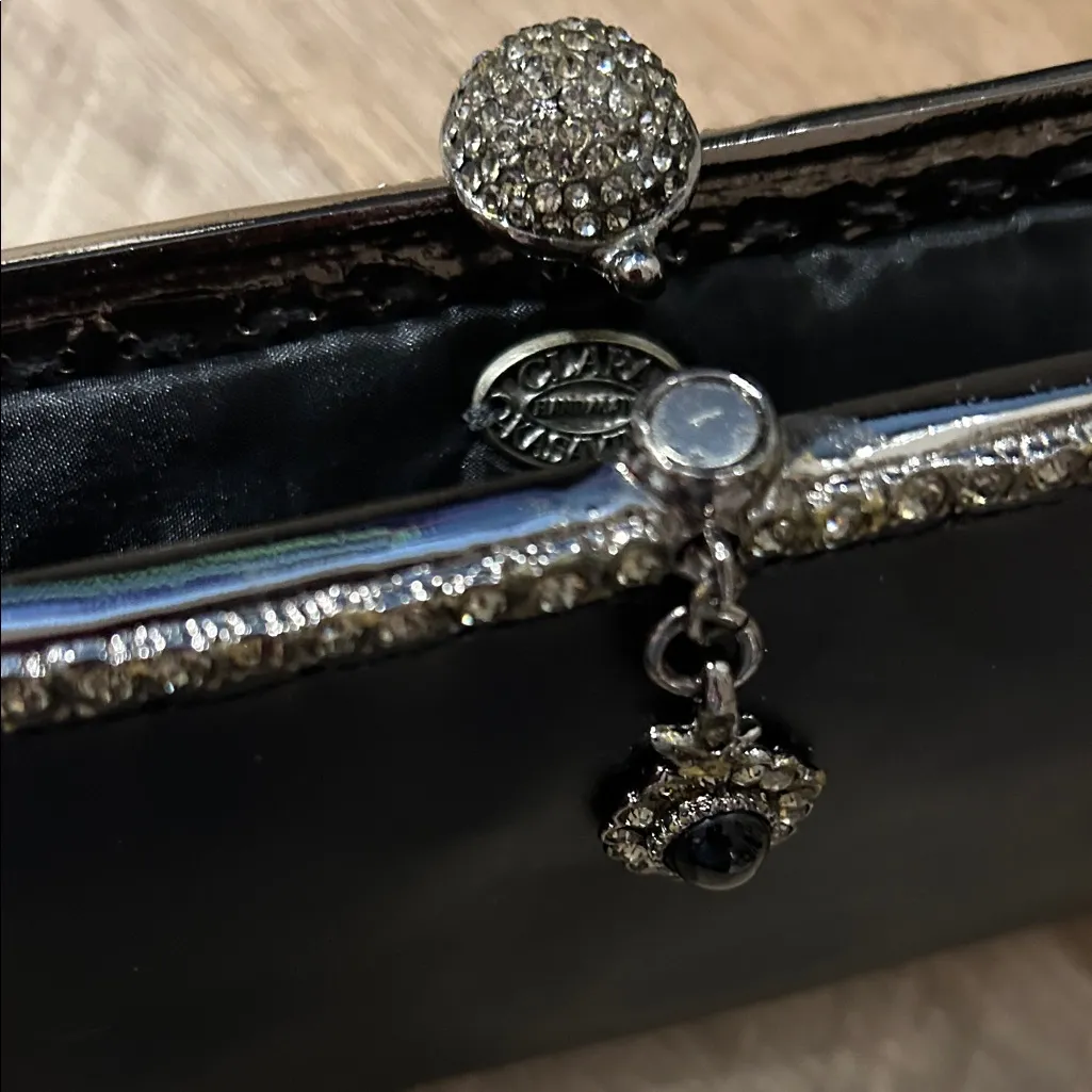 Chic Black Wallet with Jewel Detail - Image 4