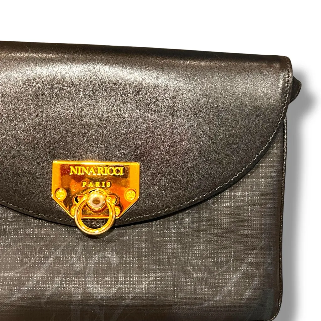 Nina Ricci Black Leather Shoulder Bag, Stylish Pre - Image 4