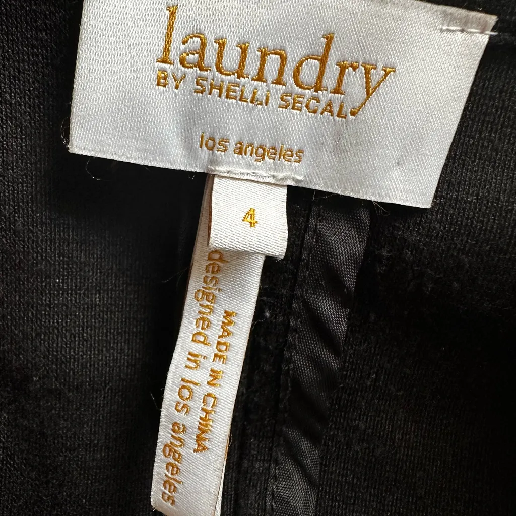 Laundry By Shelli Segal Soft Blazer Tailored Chic Black Pockets Elbow Patch - Image 5