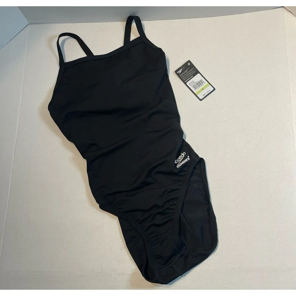 Speedo Solid Flyback Training Suit Black Size 4 (30) New With Tags - Image 4