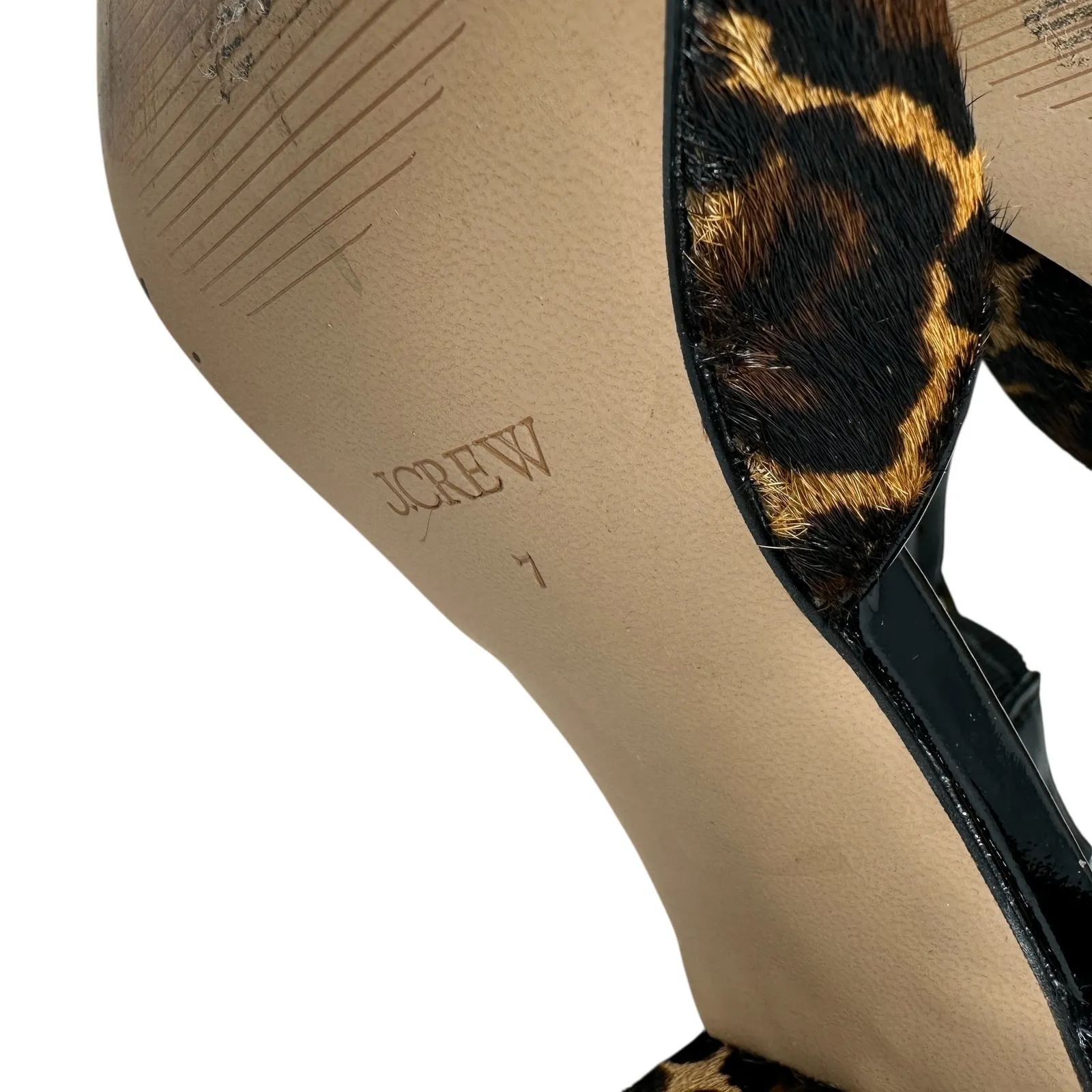 J. Crew Buckle-strap Block Heels in Leopard-Print Calf Hair‎ Brown Size US 7 - Image 14