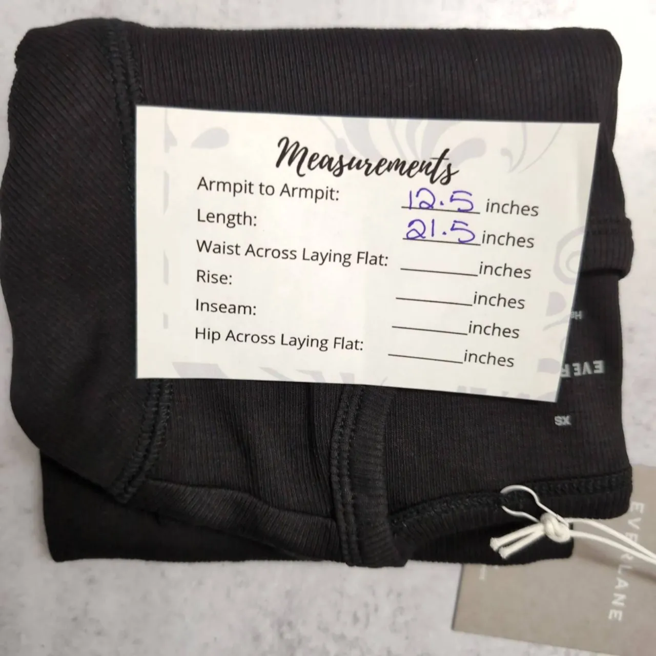 NWT Everlane Black Short Sleeve Ribbed Knit Crew Neck T-Shirt XS - Image 8