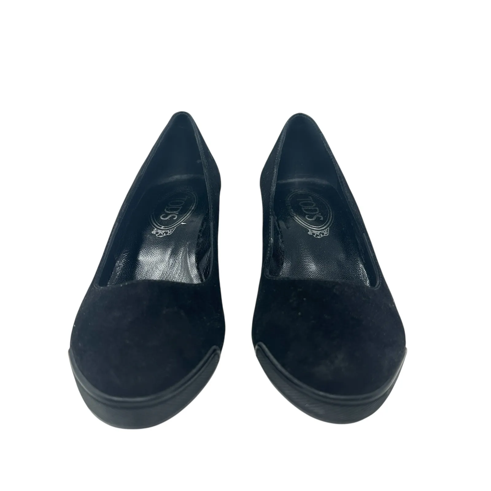 Tod's Zeppa Gomma Wedge Heels Pumps Shoes Suede Black‎ Size 35.5 US 5.5 - Image 4