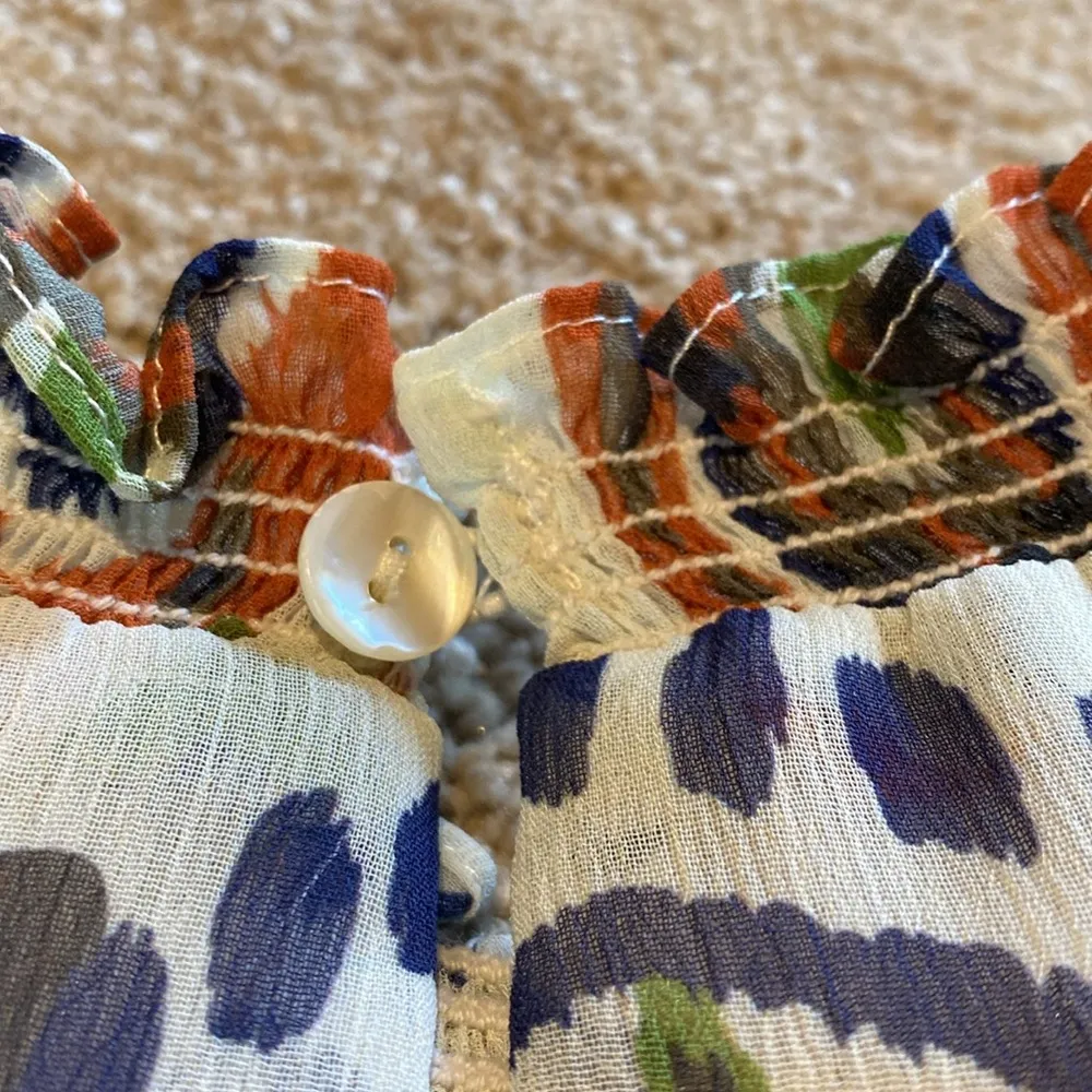 Anthropologie Willa Story Flutter S/S High Neck Layered Shell Top SMALL Green - Image 8