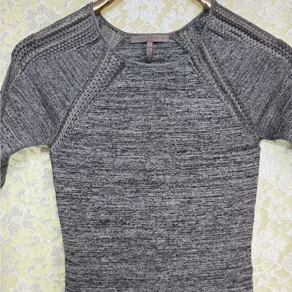 Halston Heritage Gray compression Knit mini Dress small like new - Image 2