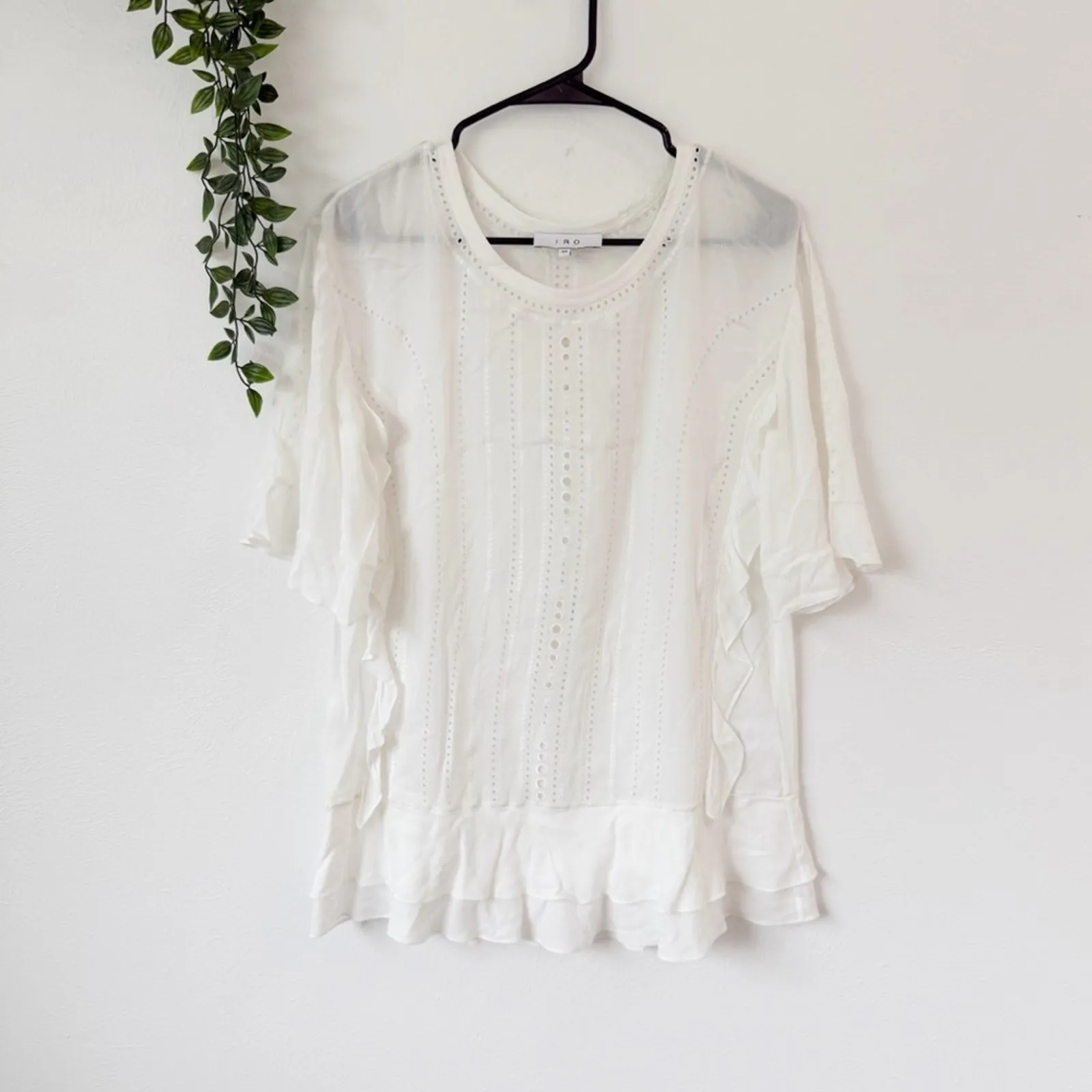 IRO  Marcie Ruffled Eyelet Blouse Sz 36 / US 4 - Image 2