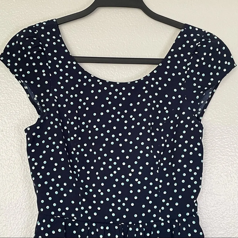 American Eagle Cap Sleeve Blue Polka Dot Mini Dress Size 00 - Image 3