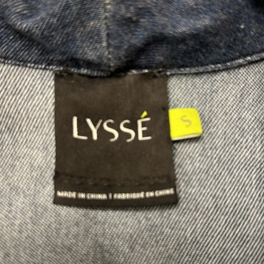 LYSSE Denim Jean Vest Casual Pockets Drawstring Waist Size Small EUC #3202 - Image 7