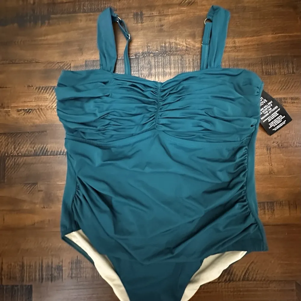 Swimsuits For All NWT Shirred Sweetheart 1pc SWIMSUIT size 22 Mediterranean - Image 6