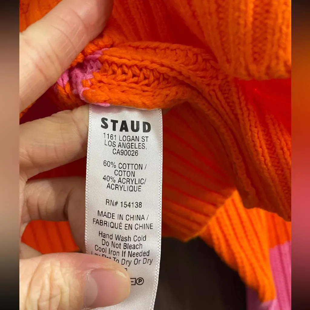 Staud Striped Mock Neck Sweater - Orange Knitwear XL
Colorful Striped - Image 11
