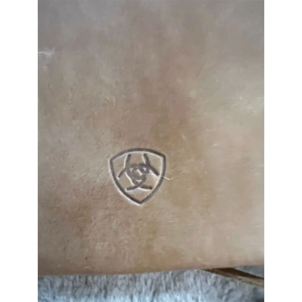 Ariat Tan Leather Fringe Wristlet Clutch with Studded Strap - Image 2