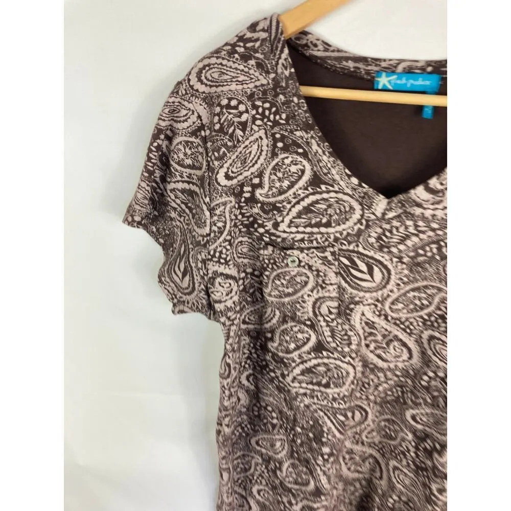 Fresh Produce Patterned Print Short Sleeve V Neck Top Size 1X - Image 2