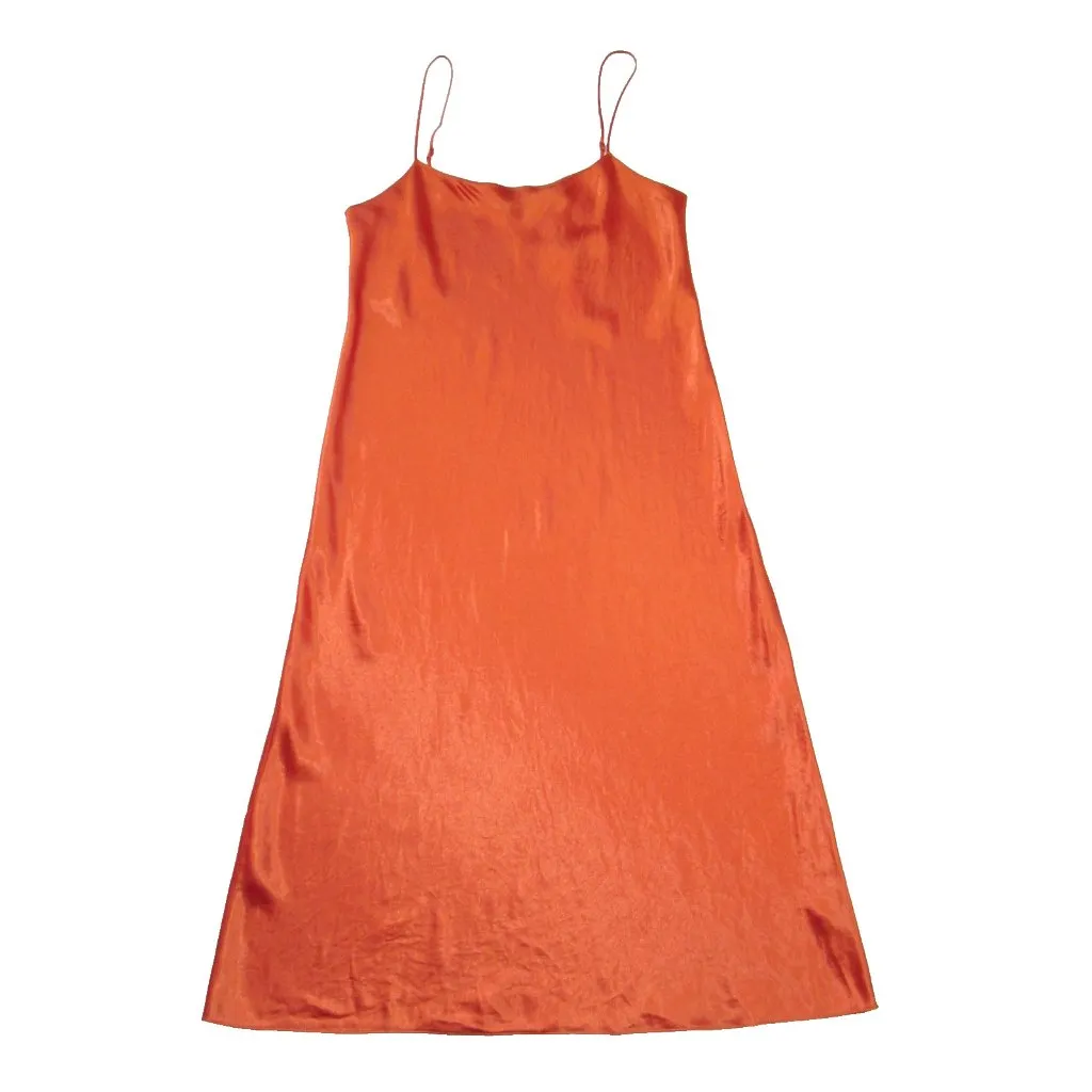 NWT Vince Satin Slip Midi in Burnt Orange Tank Dress L $285 - Image 3