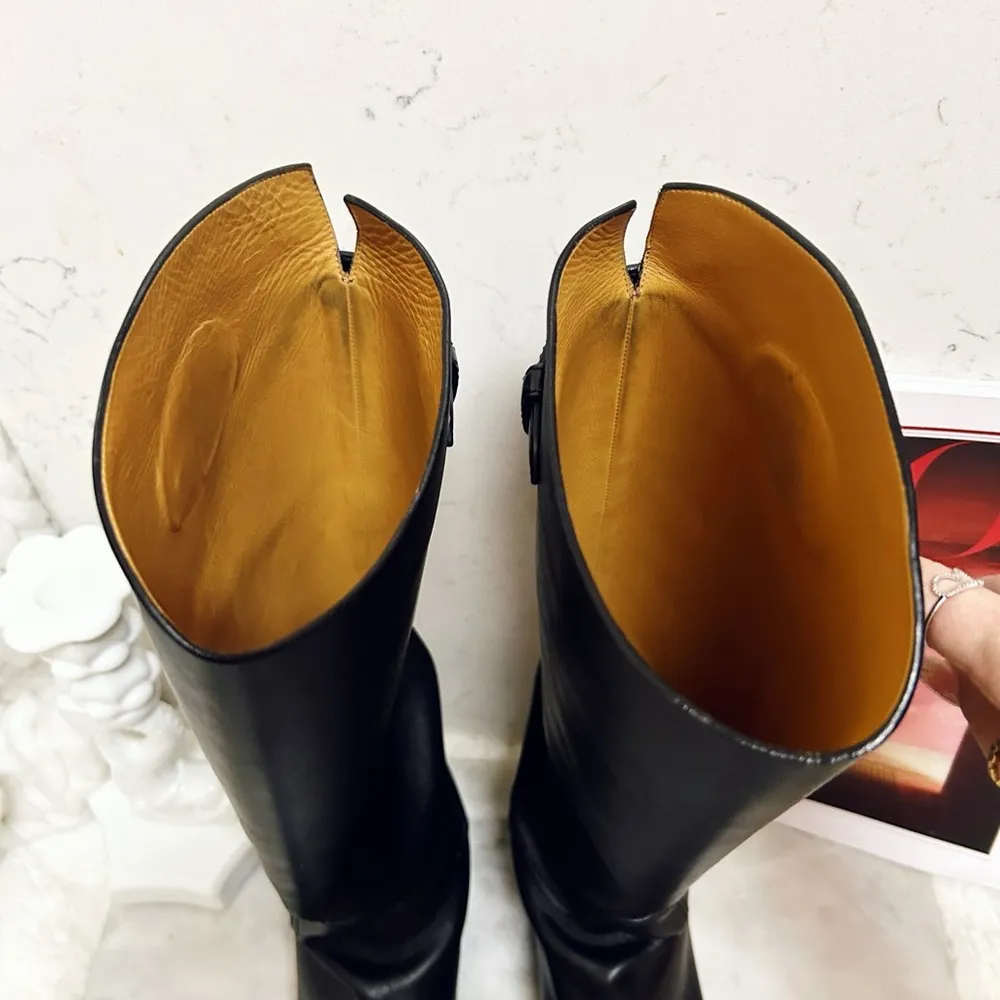 Authentic Dior Black Diorable Leather Riding / Long $2200 Boots - Image 8