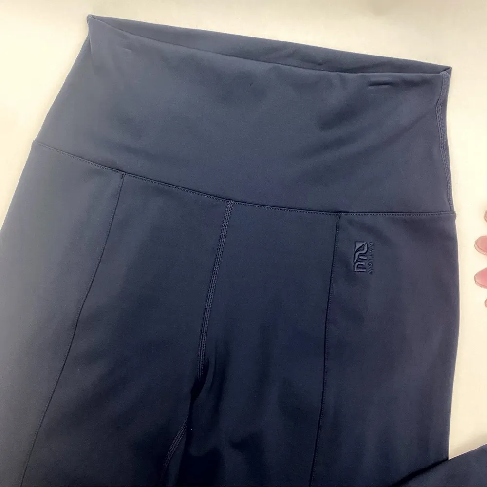 P. E. Nation Full Force Flare Pants Leggings High Rise Navy Blue Size L - Image 8