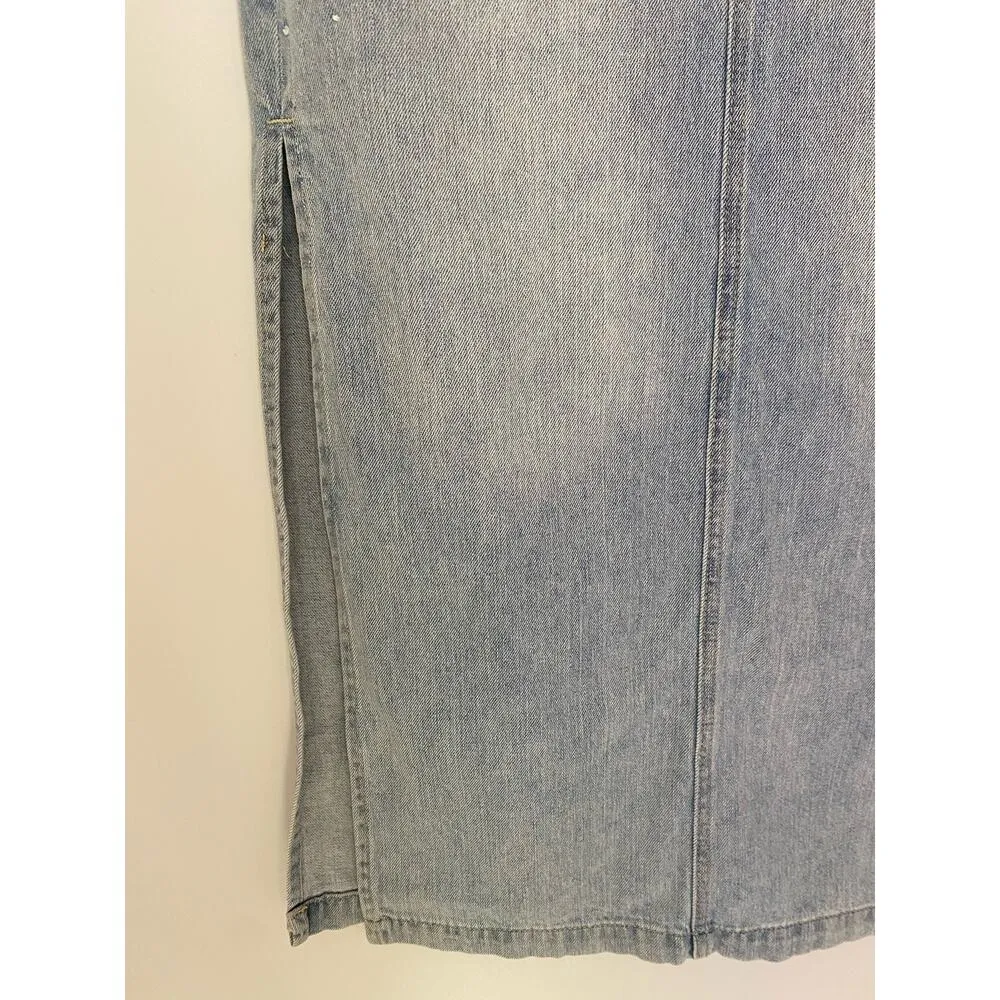 Rebecca Minkoff 100% Cotton Midi Denim Jean Skirt Rhinestone Crystal Light Wash - Image 5