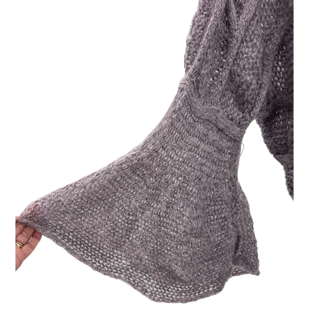 Entro purple lightweight bell sleeve knit sweater large lavender spring summer - Image 3