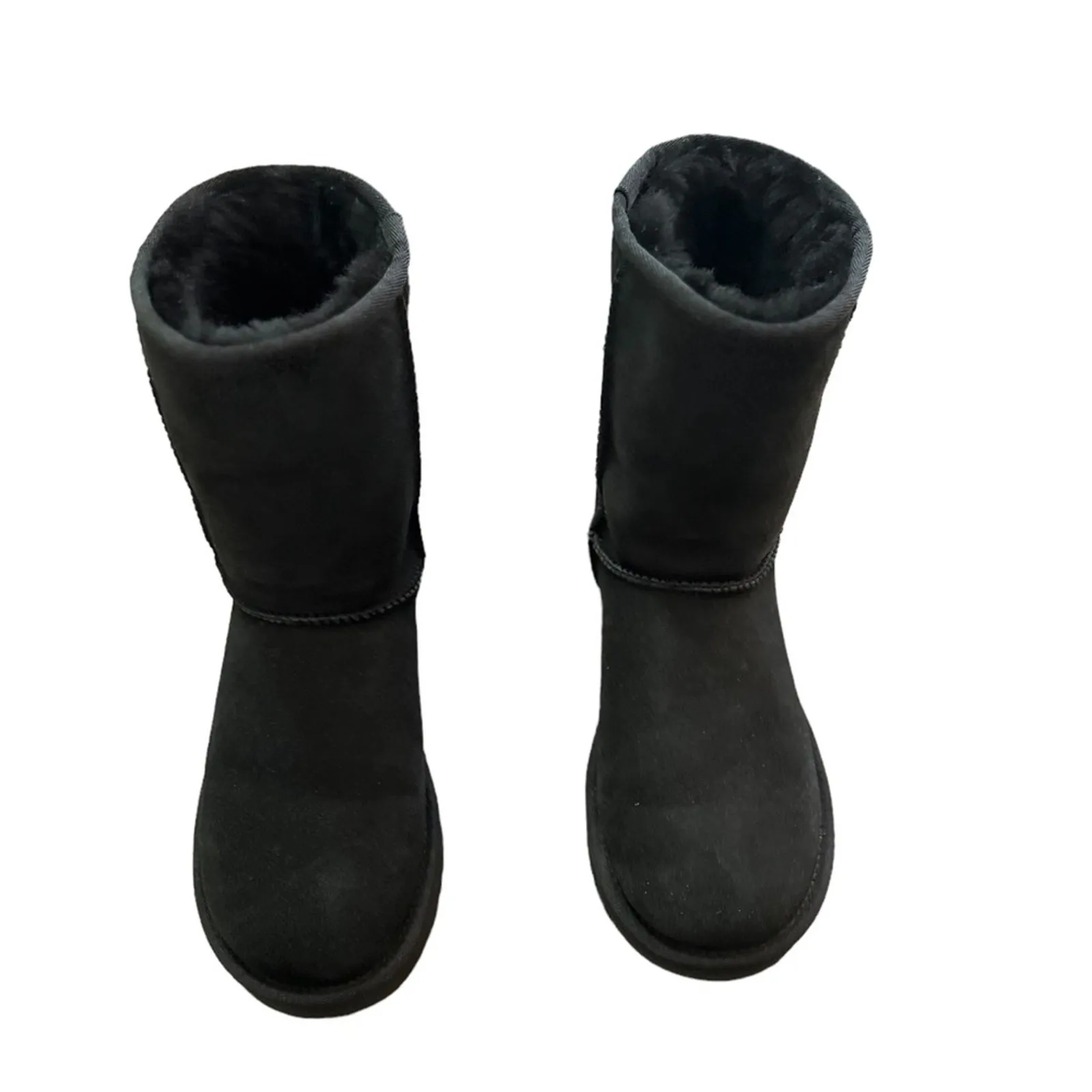 UGG Classic Short II Black Suede Shearling Boots Size 7 - Image 4