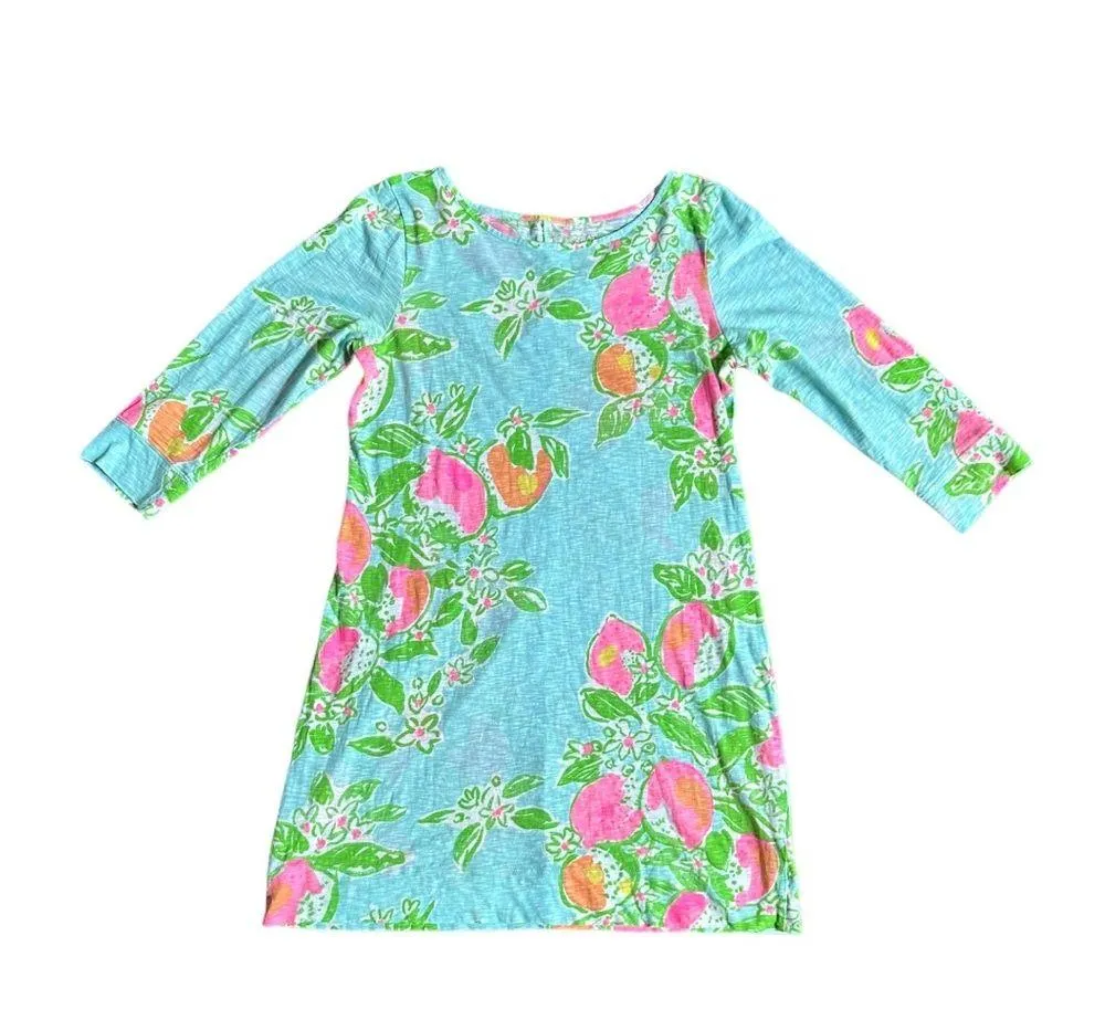 Lilly Pulitzer Marlowe Dress Pink Lemonade Pool Blue 3/4 Sleeve Size Large - Image 2