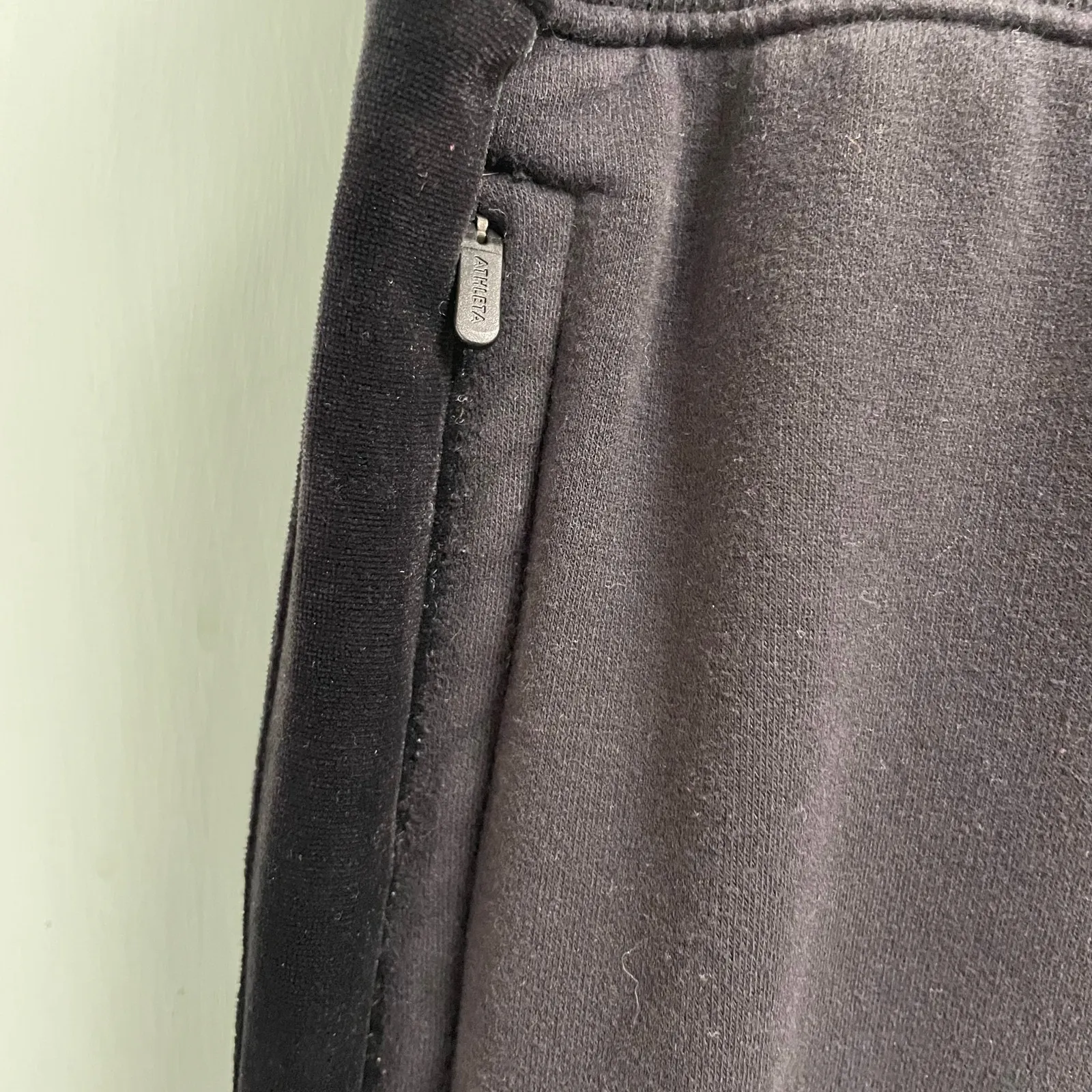 Athleta Retroplush Sweatpants Velour Trim Snap Hem Wide Leg Size Large Black - Image 5