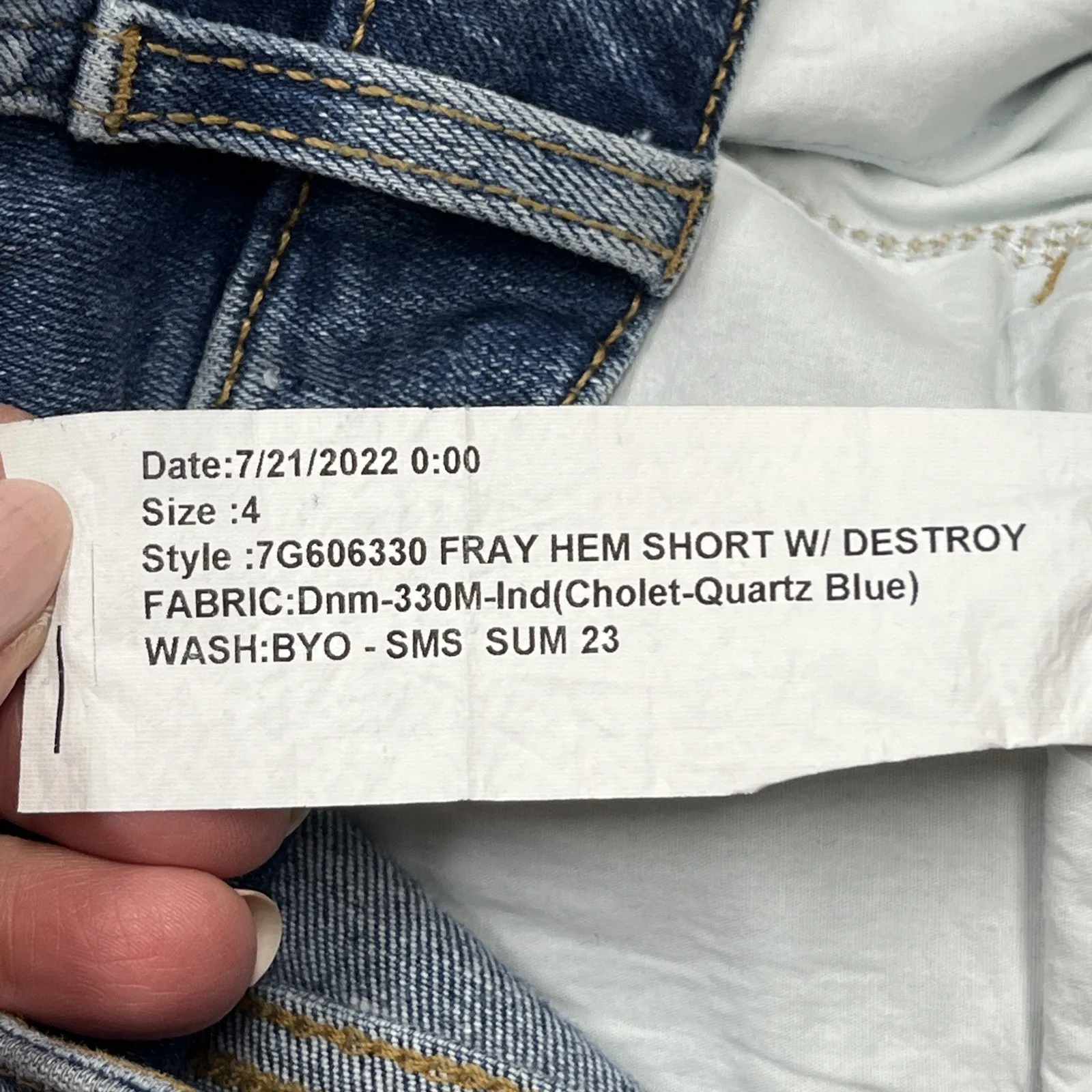 7 For All Mankind Jen7 Shorts Frayed Hem Womens Size 4 Stretch Blue Denim - Image 6