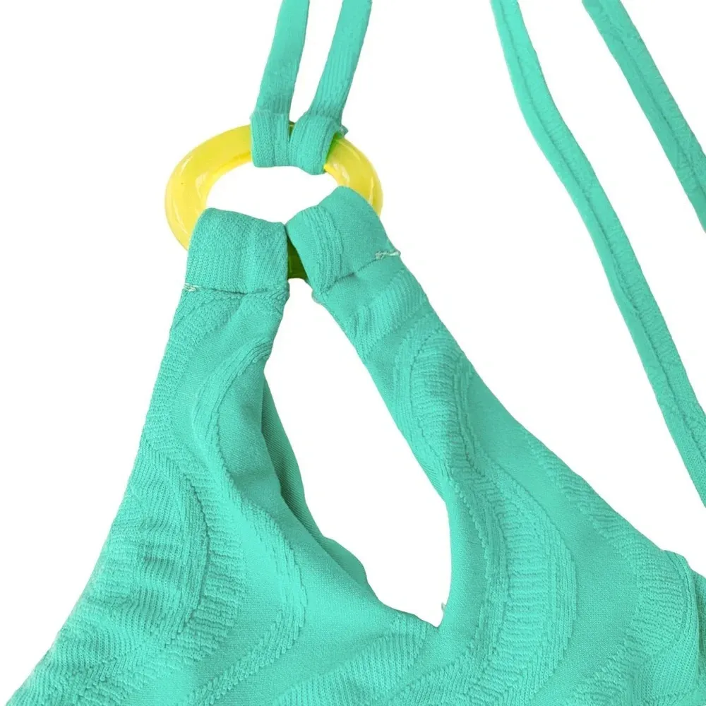 Trina Turk Cascais Wave One Shoulder One Piece Cutout Swimsuit Aquamarine Size 6 - Image 6