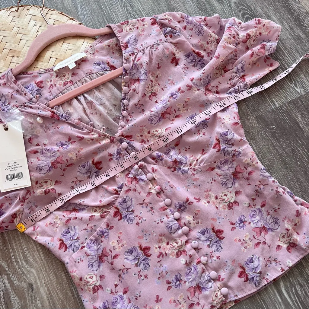 Nwt Loveshackfancy sansom blouse‎ warm taupe sienna 100% silk - Image 6