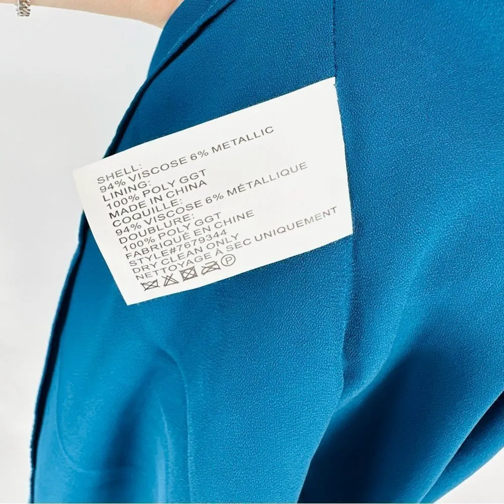 Shoshanna Maxine Metallic Midi Dress Ruffled in Dark Cerulean Blue Women's 6 NEW - Image 10