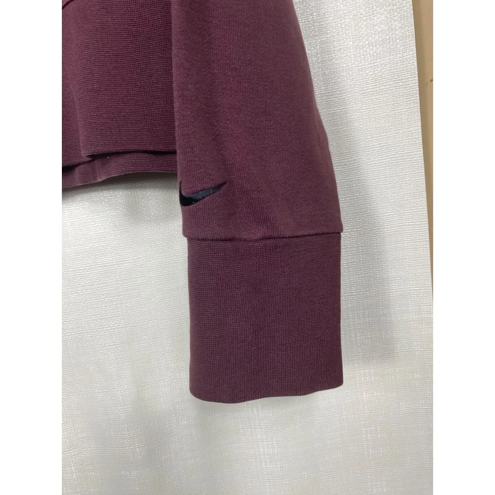 Nike Sweatshirt Womens Medium Burgundy‎ Red Cropped Crewneck Pullover Oversized - Image 3