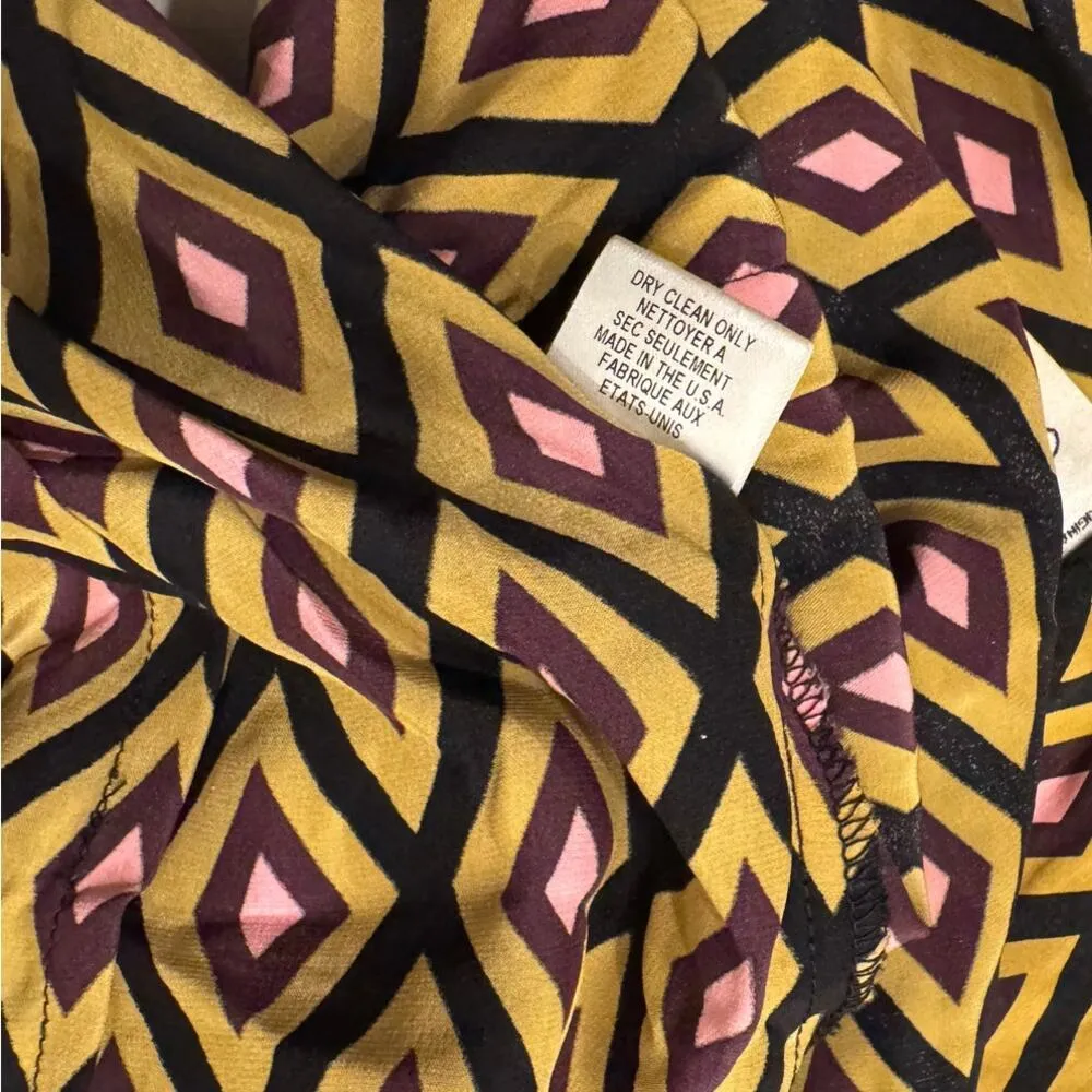 Milly of New York Gold Diamond Geometric 100% Silk Blouse Size 0 - Image 4