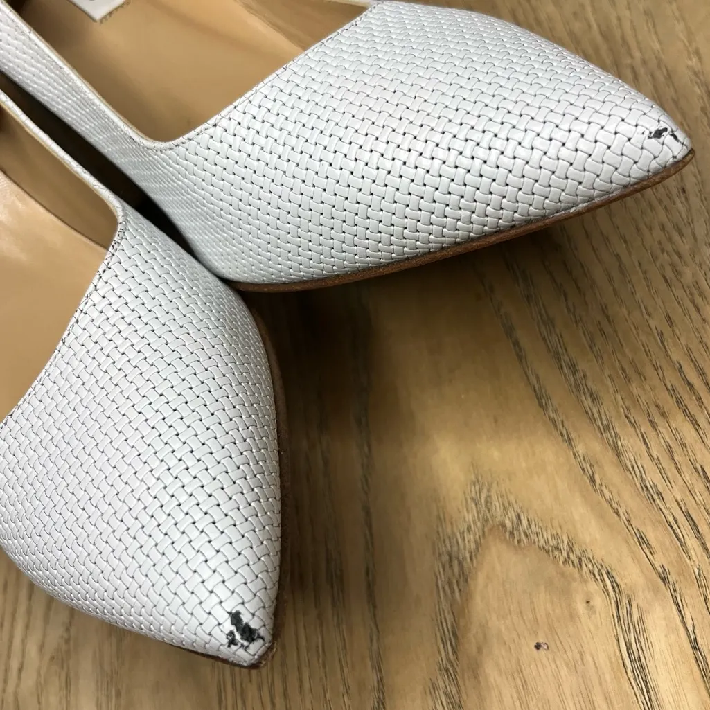 Diane Von Furstenberg White Woven Leather Heels Pointed Toe Pumps Women’s 8.5 - Image 12